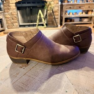 Life Stride Brown Ankle Booties with Buckle
